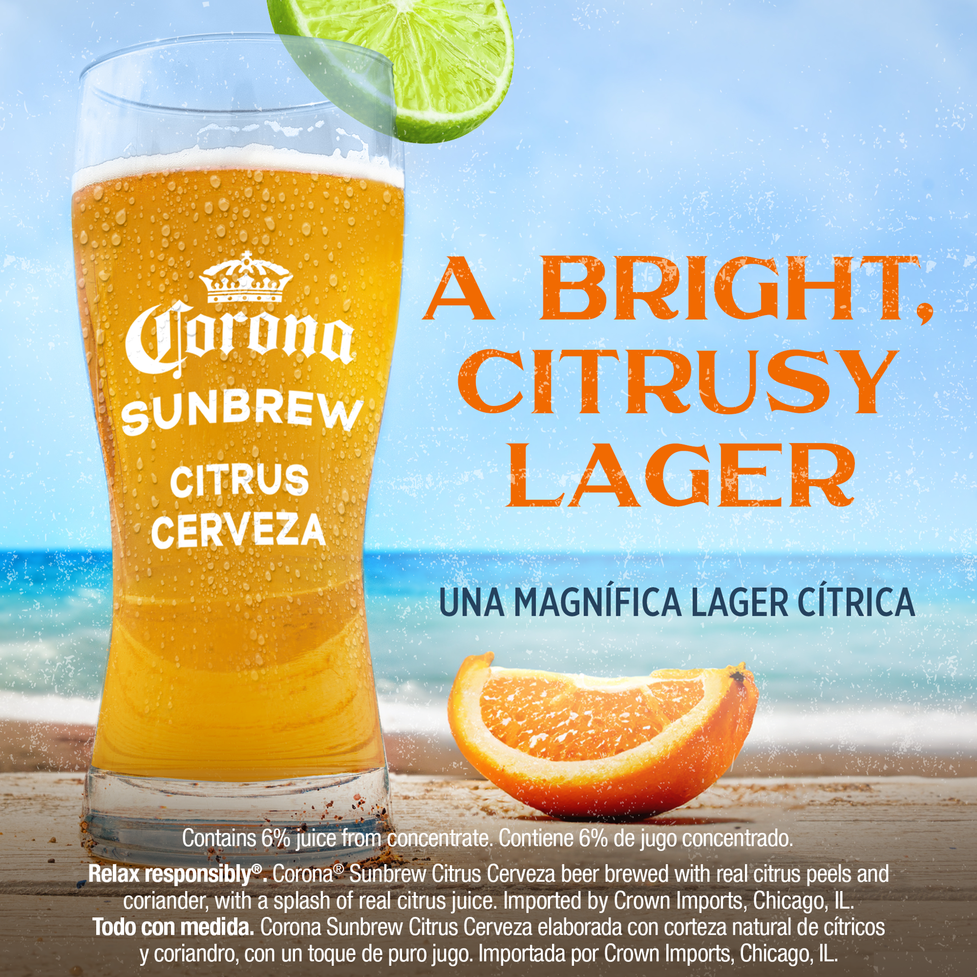 slide 2 of 6, Corona Sunbrew Citrus Cerveza Mexican Import Beer, 6 ct