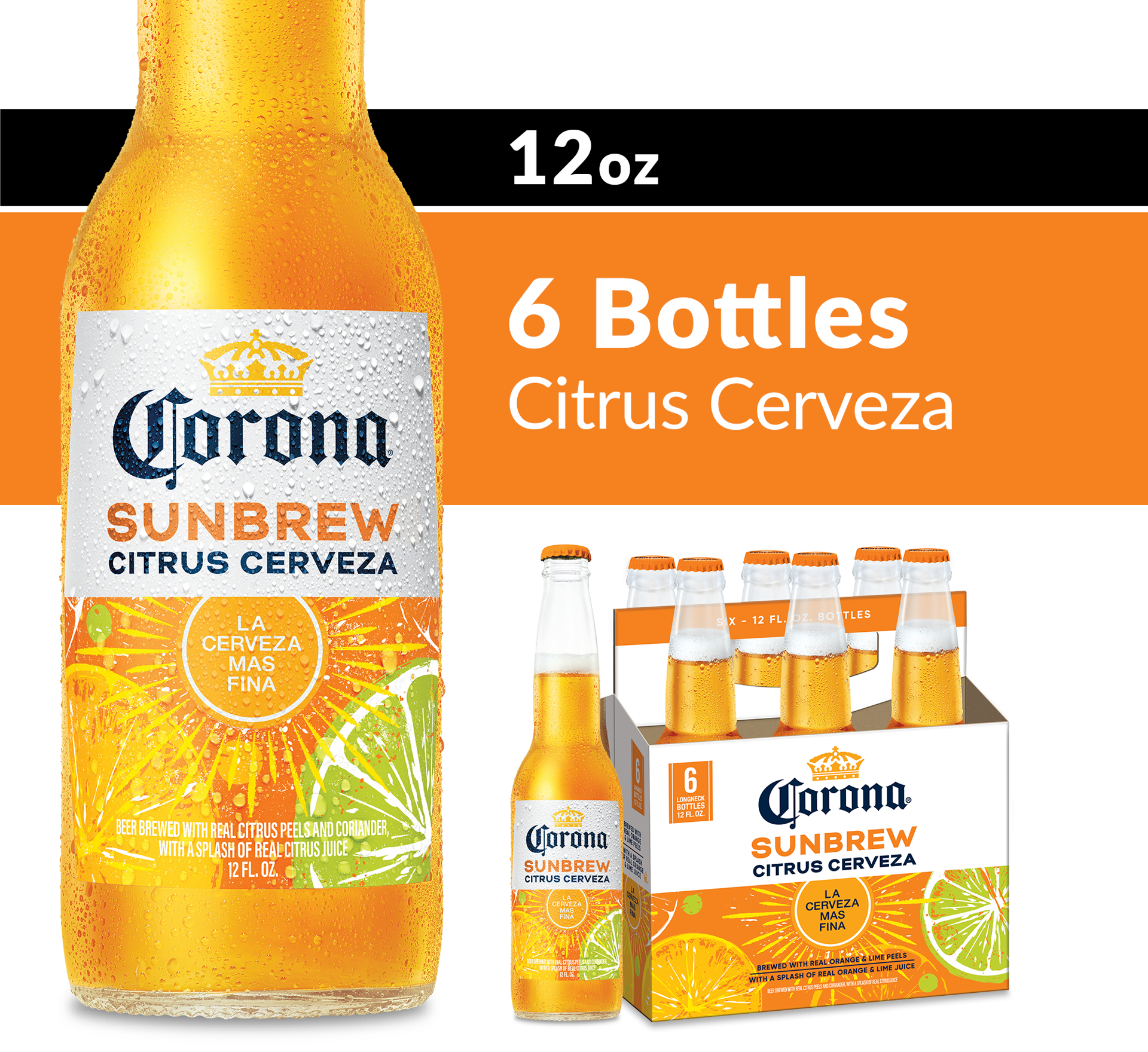 slide 6 of 6, Corona Sunbrew Citrus Cerveza Mexican Import Beer, 6 ct
