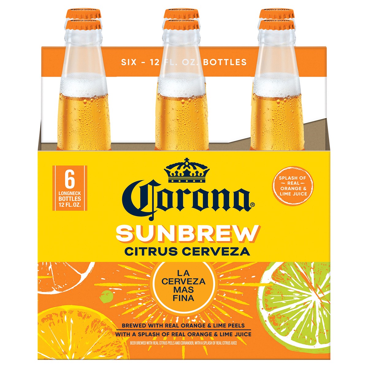 slide 1 of 6, Corona Sunbrew Citrus Cerveza Mexican Import Beer, 6 ct