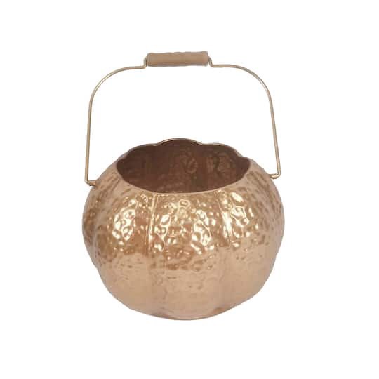 slide 1 of 3, 8.5" Pumpkin Metal Container By Ashland, 8.5 in x 8.5 in x 6 in