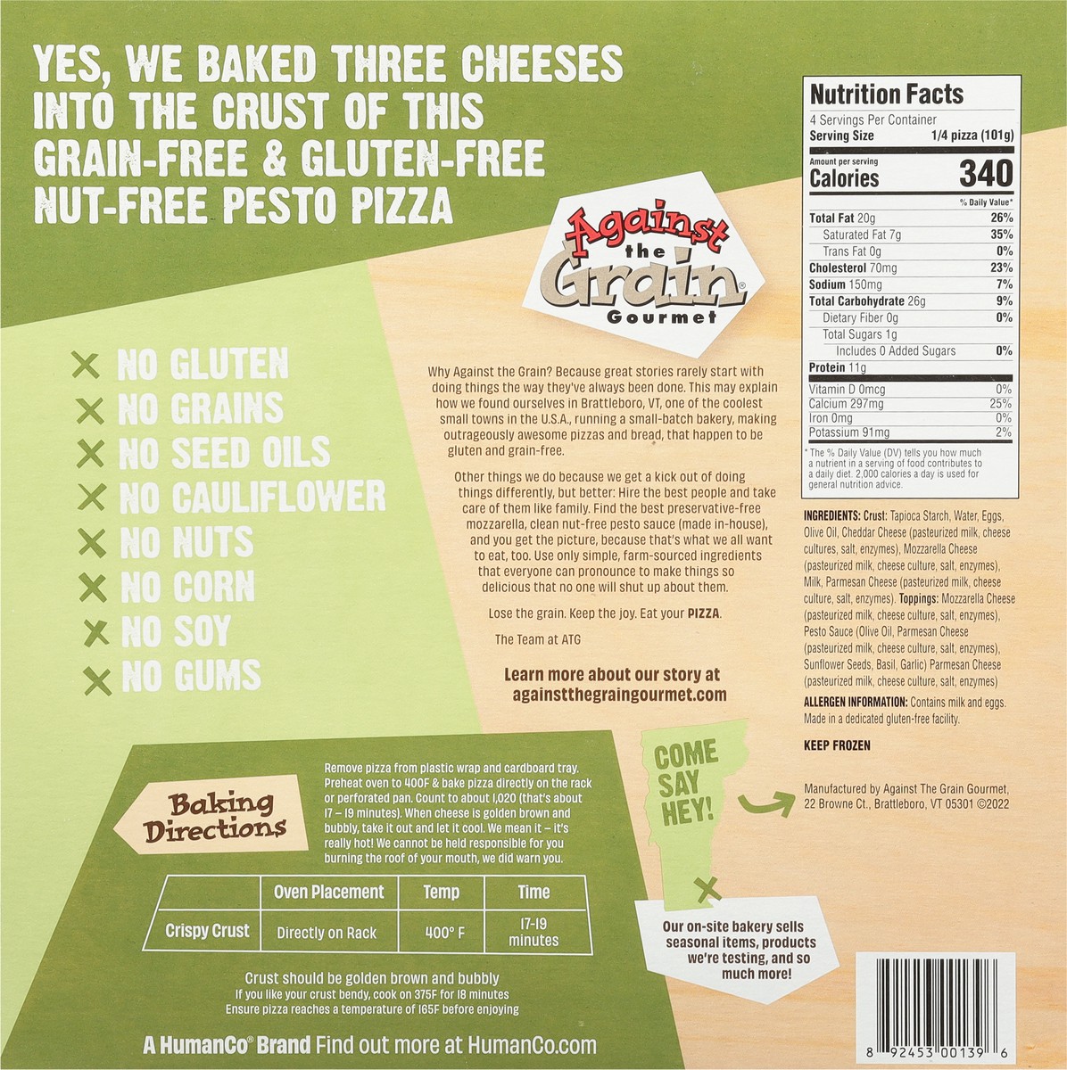 slide 7 of 9, Against the Grain Pizza, Nut-Free Pesto, Sharing Size, 14 oz