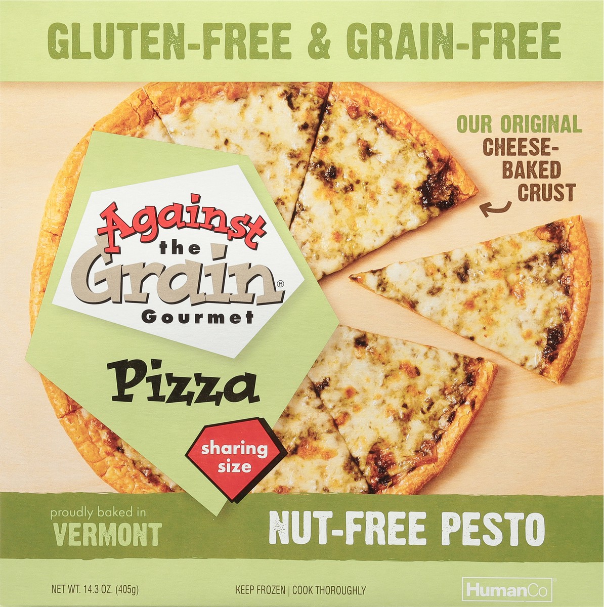 slide 8 of 9, Against the Grain Pizza, Nut-Free Pesto, Sharing Size, 14 oz