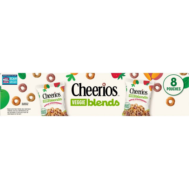 slide 7 of 7, Cheerios Gluten Free Veggie Blends Apple Strawberry Breakfast Cereal Pouches - 9.87oz/8ct, 9.87 oz, 8 ct