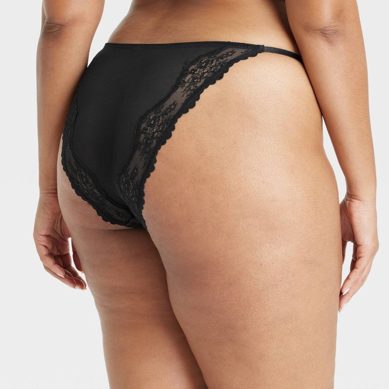 slide 2 of 5, Women's Satin and Lace Cheeky Lingerie Underwear - Auden™ Black XXL: Nylon-Spandex Blend, Mid Rise, Cotton Gusset, Knit Fabric, 1 ct