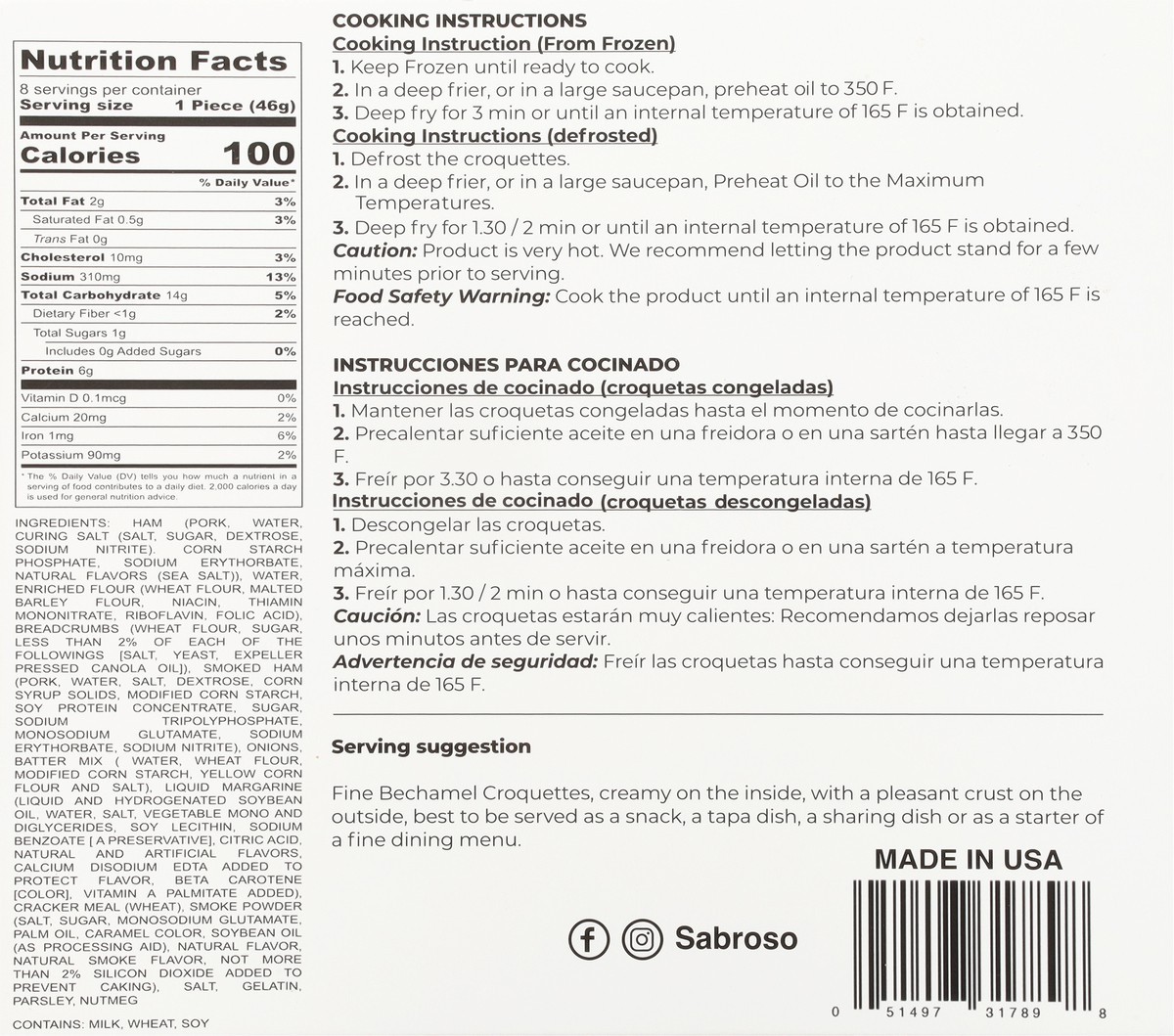 slide 8 of 9, Sabroso Croqueta De Jamon, 9.6 oz
