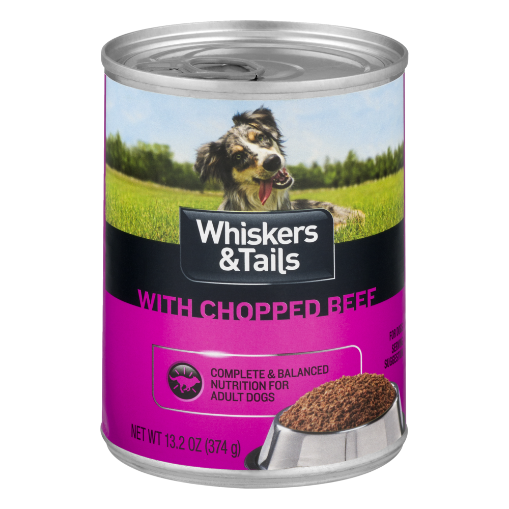 slide 1 of 1, Whiskers & Tails with Chopped Beef for Dogs, 13.2 oz