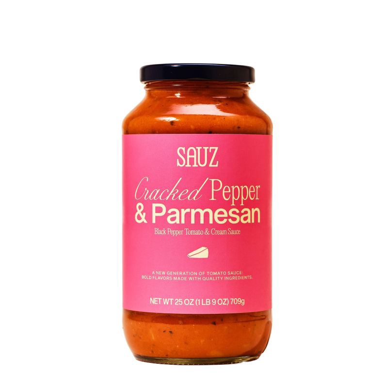 slide 1 of 6, Sauz Cracked Pepper and Parmesan Tomato Sauce - 25oz, 25 oz