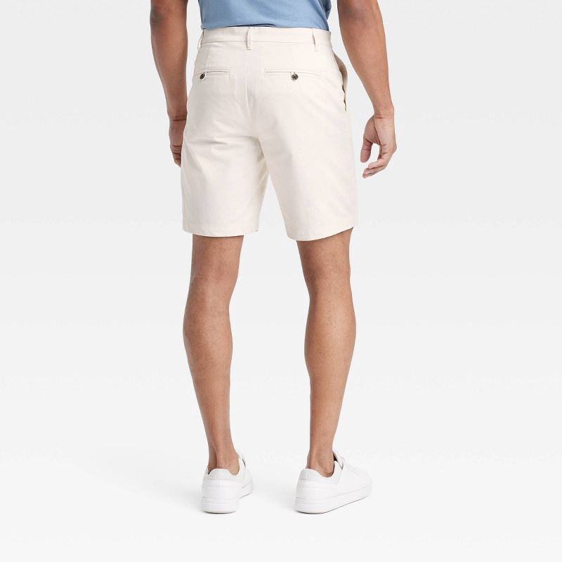 slide 2 of 3, Men's 9" Extended Tab Trouser Shorts - Goodfellow & Co™ Cream 34: Midweight Poplin, Dobby Fabric, Regular Fit, 1 ct