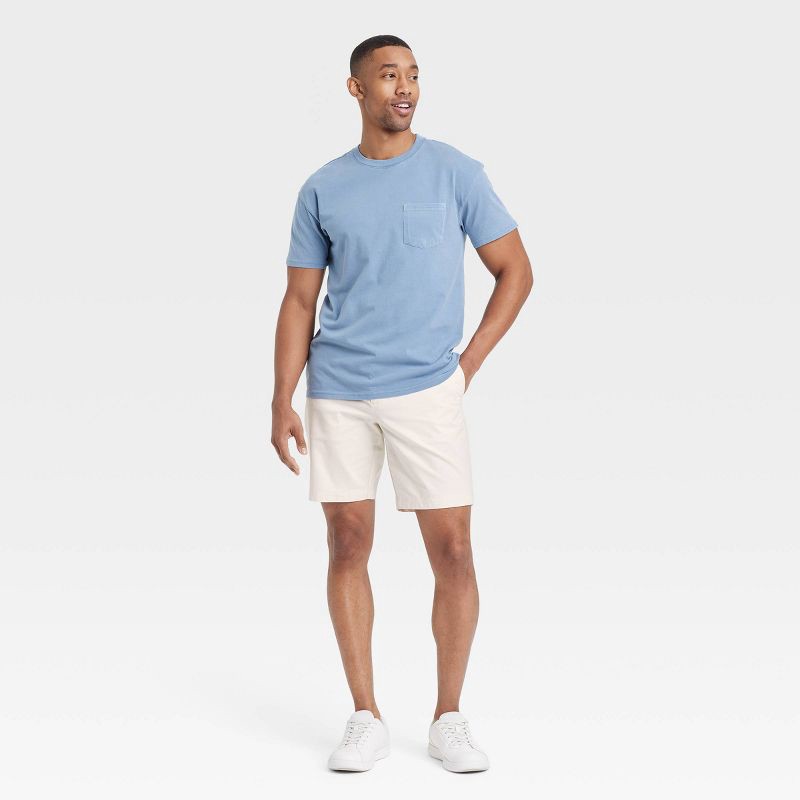 slide 3 of 3, Men's 9" Extended Tab Trouser Shorts - Goodfellow & Co™ Cream 34: Midweight Poplin, Dobby Fabric, Regular Fit, 1 ct