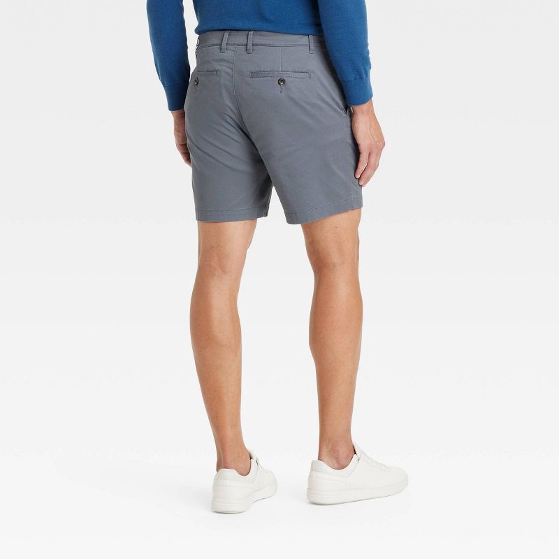 slide 2 of 3, Men's Every Wear 7" Flat Front Chino Shorts - Goodfellow & Co™ Blue 40: Slim Fit, Mid Rise, Stretch, 1 ct
