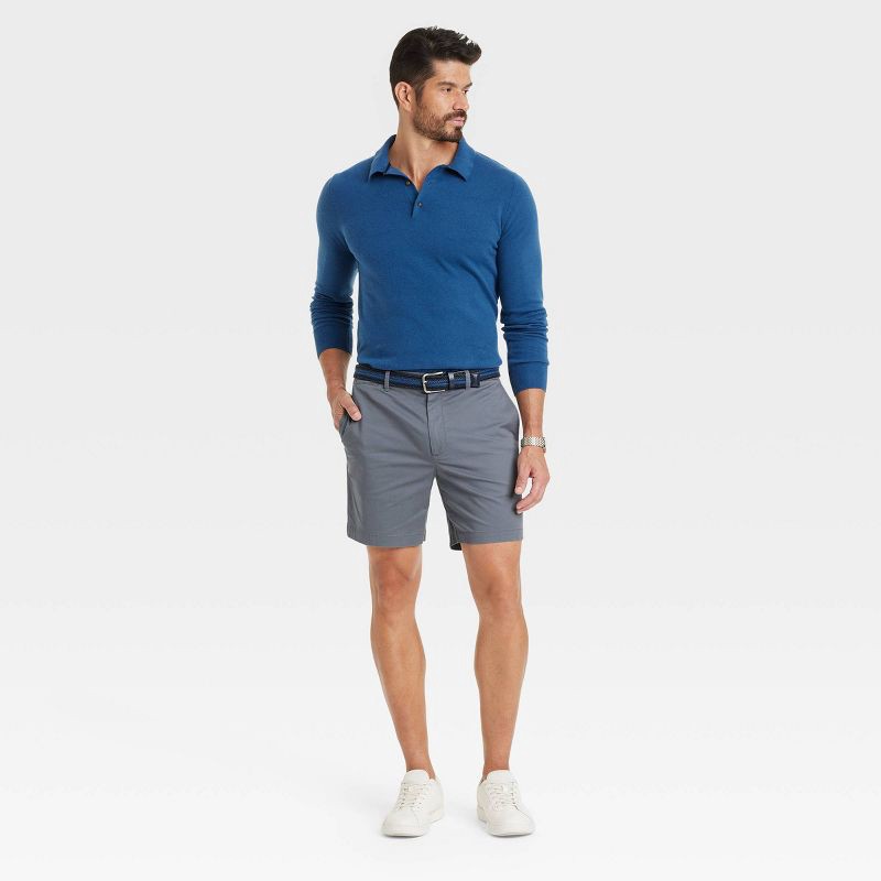 slide 3 of 3, Men's Every Wear 7" Flat Front Chino Shorts - Goodfellow & Co™ Blue 40: Slim Fit, Mid Rise, Stretch, 1 ct