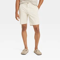 Men's Every Wear 9" Flat Front Chino Shorts - Goodfellow & Co™ Cream 34: Slim Fit, Mid Rise, Stretch