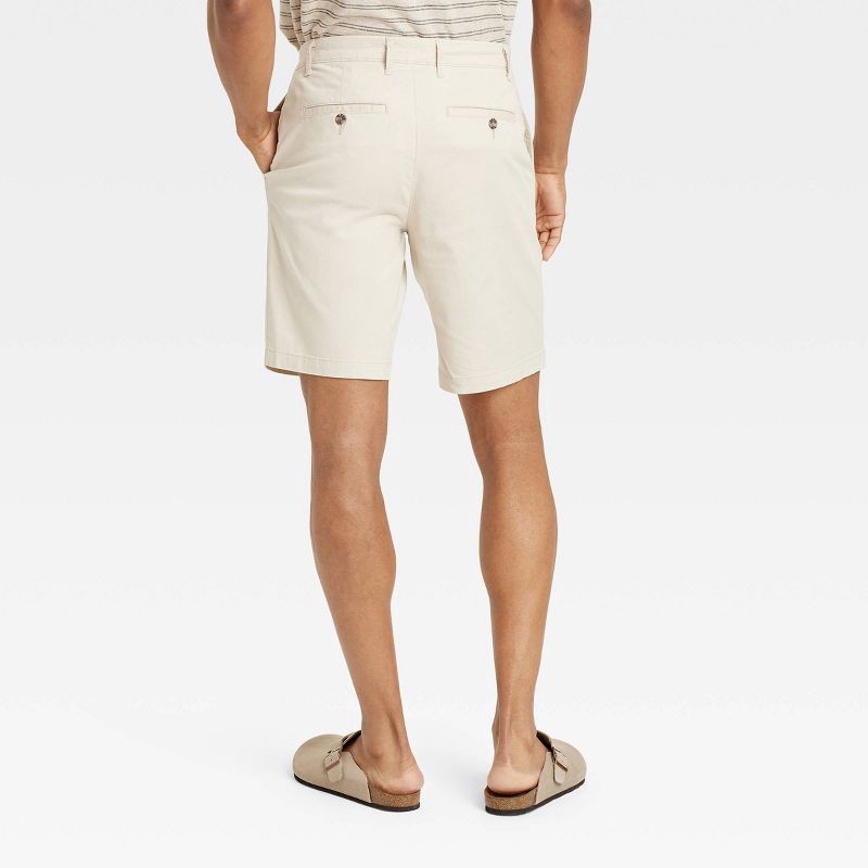 slide 2 of 3, Men's Every Wear 9" Flat Front Chino Shorts - Goodfellow & Co™ Cream 38: Slim Fit, Mid Rise, Stretch Poplin, Twill Fabric, 1 ct