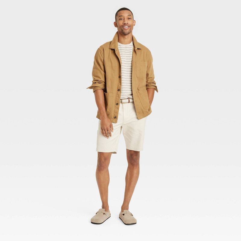 slide 3 of 3, Men's Every Wear 9" Flat Front Chino Shorts - Goodfellow & Co™ Cream 38: Slim Fit, Mid Rise, Stretch Poplin, Twill Fabric, 1 ct