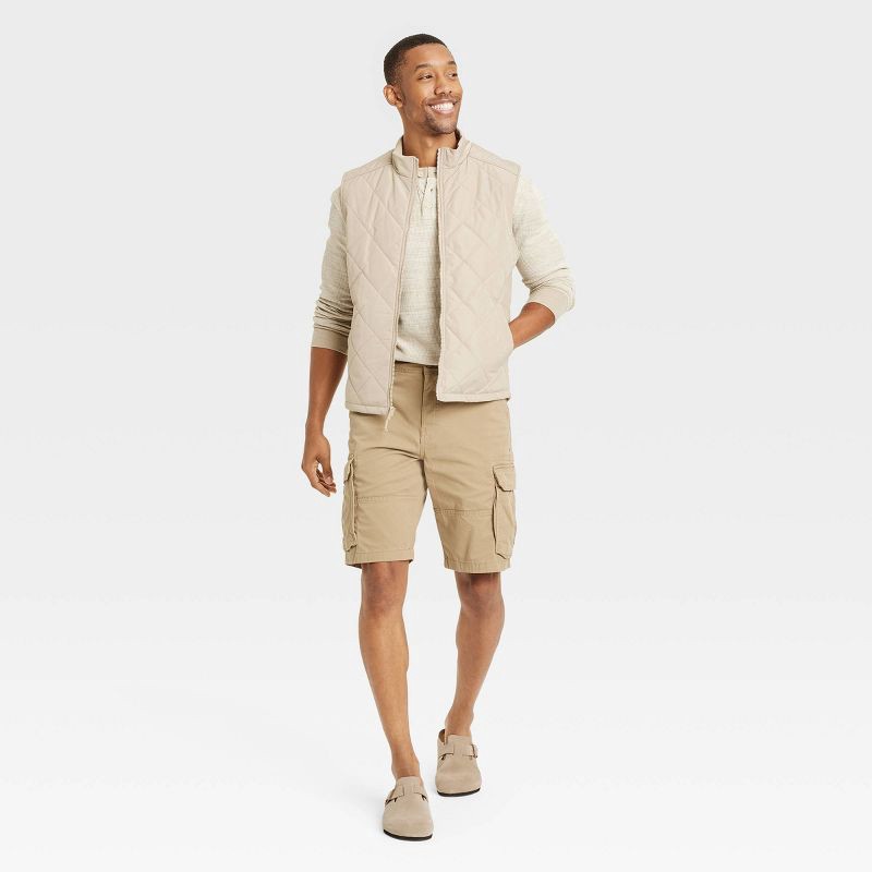slide 3 of 3, Men's 11" Cargo Shorts - Goodfellow & Co™ Tan 36: Midweight Cotton-Spandex, Fly Button, 1 ct