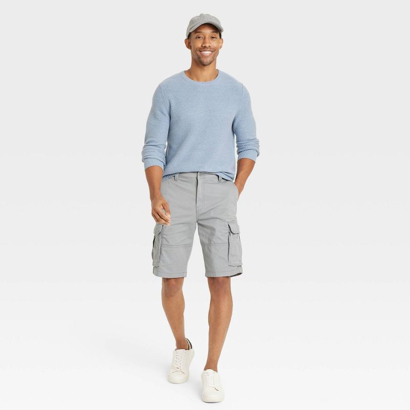 slide 3 of 3, Men's 11" Cargo Shorts - Goodfellow & Co™ Gray 38: Midweight Cotton-Spandex, Fly Button, Machine Wash, 1 ct