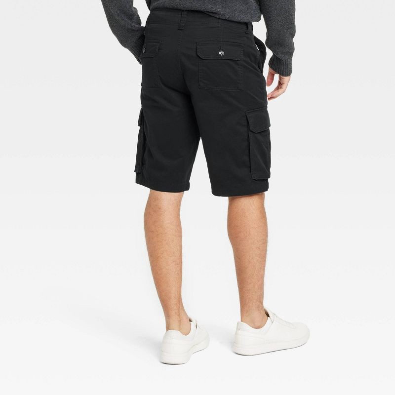 slide 2 of 3, Men's 11" Cargo Shorts - Goodfellow & Co™ Black 38: Midweight Cotton-Spandex, Fly Button, 1 ct