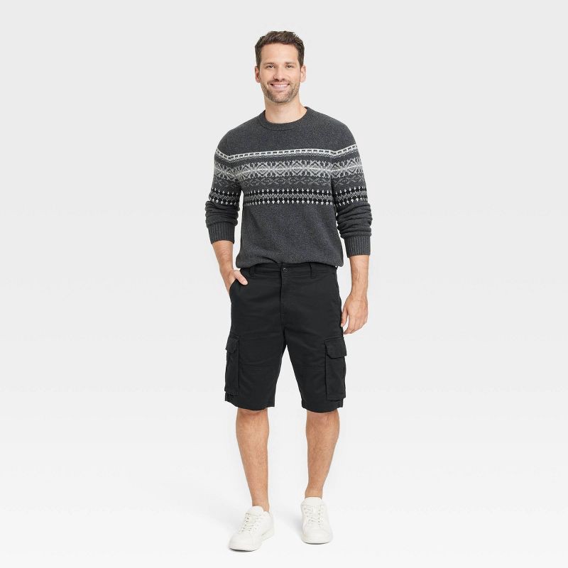 slide 3 of 3, Men's 11" Cargo Shorts - Goodfellow & Co™ Black 38: Midweight Cotton-Spandex, Fly Button, 1 ct