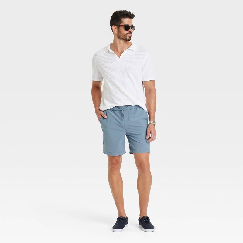 slide 3 of 3, Men's 7" Tech Pull-On Shorts - Goodfellow & Co™ Blue XS: Recycled Polyester, Spandex, Mid Rise, 1 ct