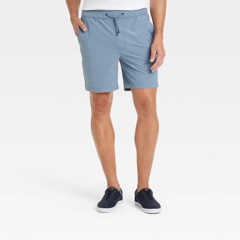 slide 1 of 3, Men's 7" Tech Pull-On Shorts - Goodfellow & Co™ Blue XS: Recycled Polyester, Spandex, Mid Rise, 1 ct