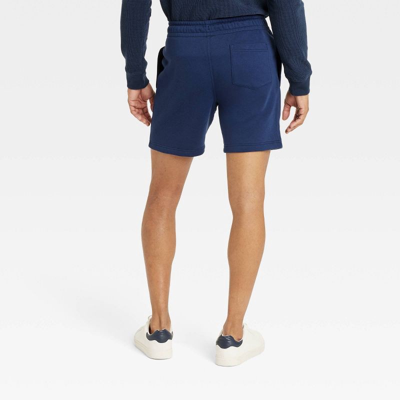 slide 2 of 3, Men's Every Wear 7" Ultra Soft Fleece Pull-On Shorts - Goodfellow & Co™ Blue L: Midweight, Drawstring Waistband, 1 ct