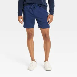 Men's Every Wear 7" Ultra Soft Fleece Pull-On Shorts - Goodfellow & Co™ Blue XL: Midweight, Drawstring Waist, Machine Washable