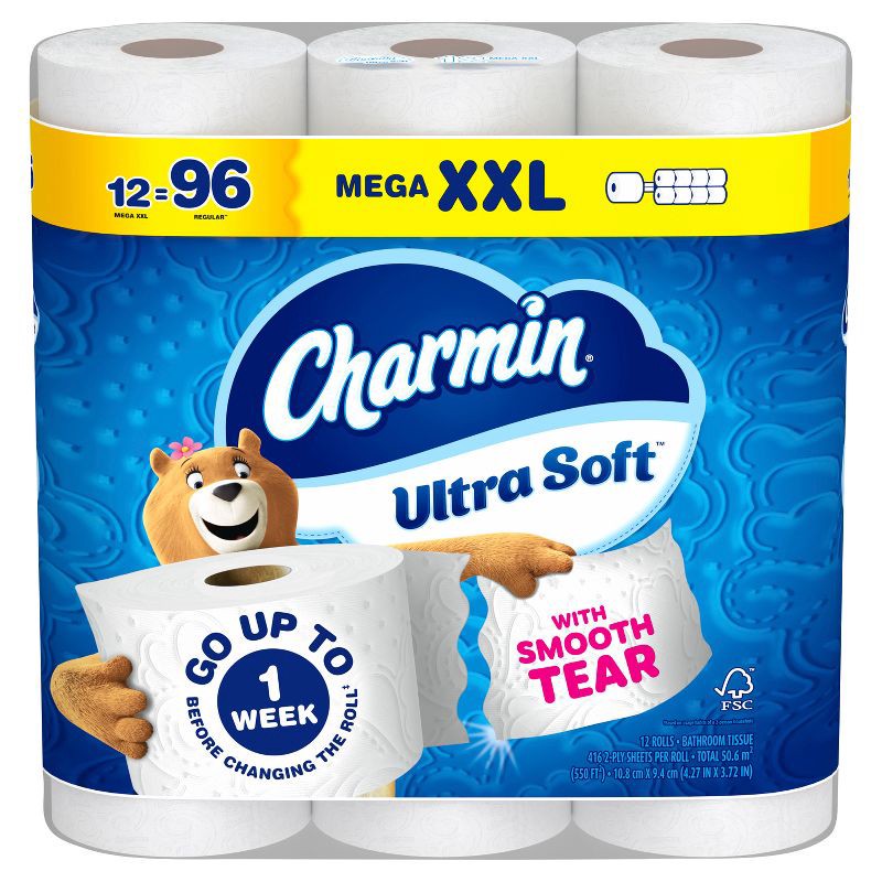 slide 14 of 16, Charmin Ultra Soft Toilet Paper - 12 Mega XXL Rolls, 1 ct