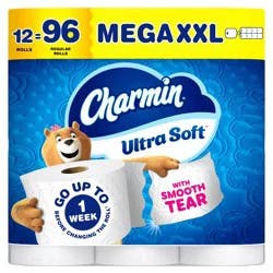 Charmin Ultra Soft Toilet Paper - 12 Mega XXL Rolls: Dye-Free, Non-Toxic, No Fragrance Added