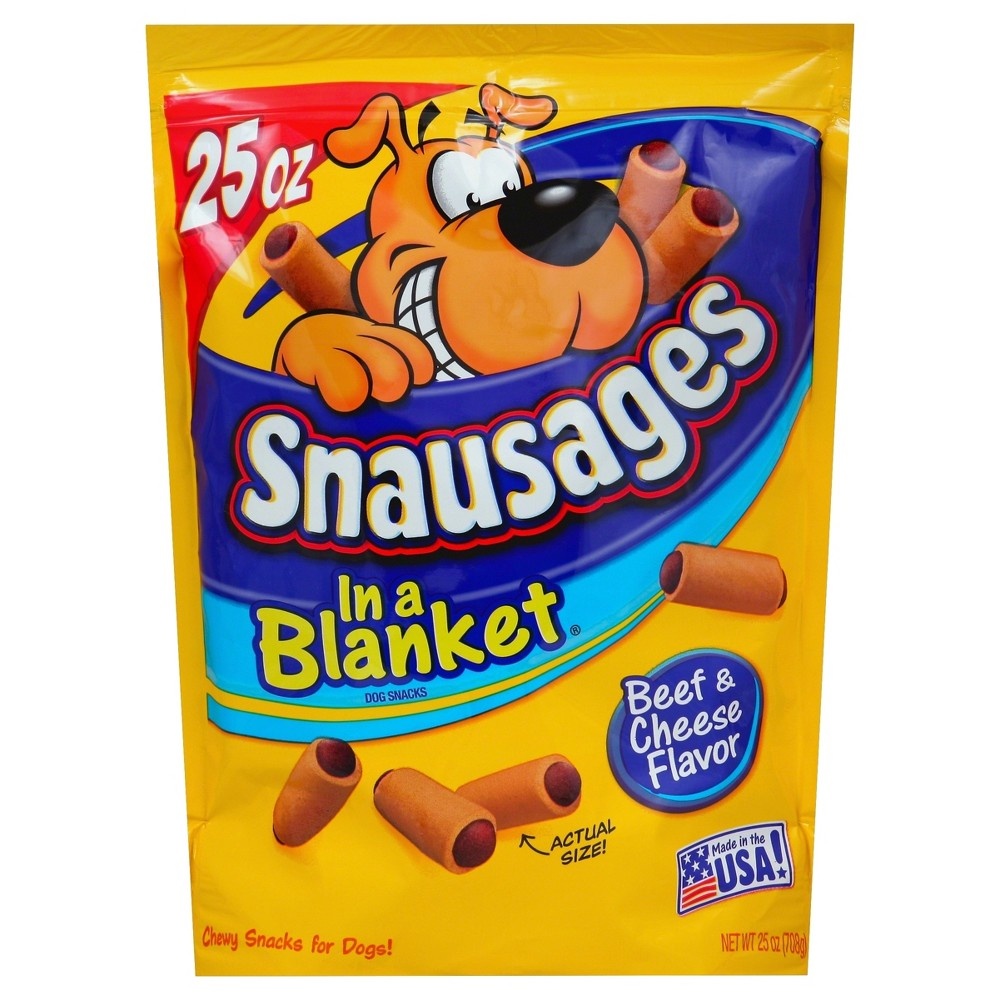 slide 4 of 4, Snausages In A Blanket Dog Snacks - Beef & Cheese Flavor, 25 oz