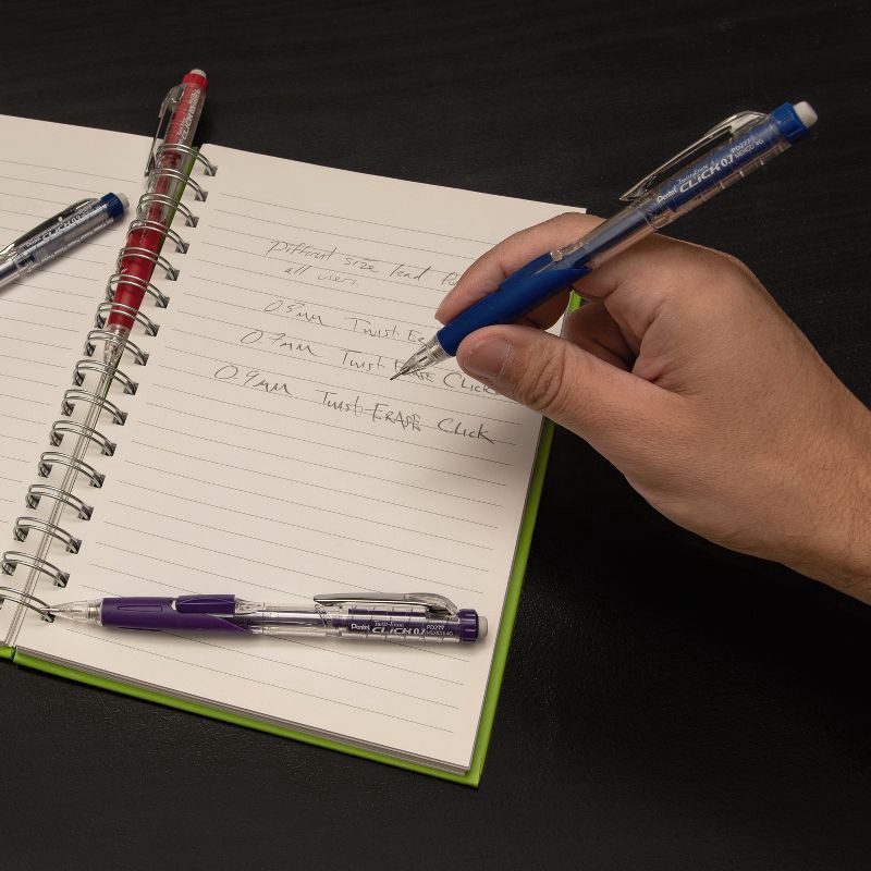 slide 7 of 7, Pentel Twist Erase Click 0.7mm 5pk with lead and eraser, 5 ct