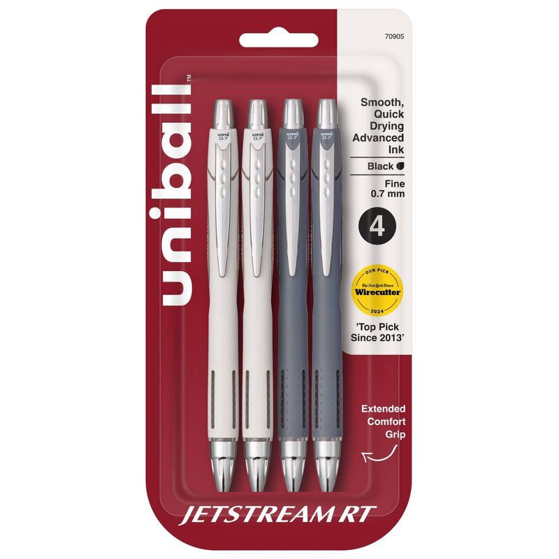 slide 1 of 6, uniball 4pk Jetstream RT Ballpoint Pens Fine Point 0.7mm Black, 4 ct