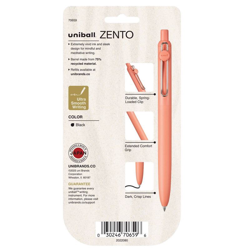 slide 6 of 6, uniball Zento Liquid Gel Retractable Pens Medium Point 0.7mm 4pk Black Ink, 4 ct