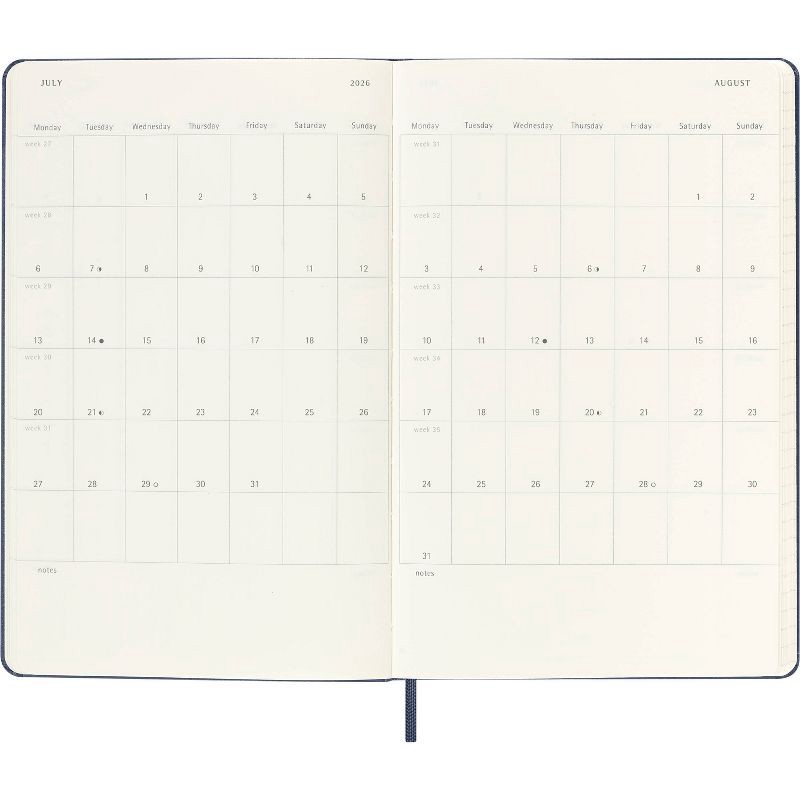 slide 4 of 6, Moleskine 2025-26 18 Monthly Weekly Academic Planner Long Sapphire Blue, 1 ct