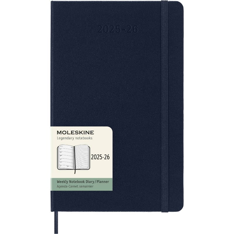 slide 1 of 6, Moleskine 2025-26 18 Monthly Weekly Academic Planner Long Sapphire Blue, 1 ct