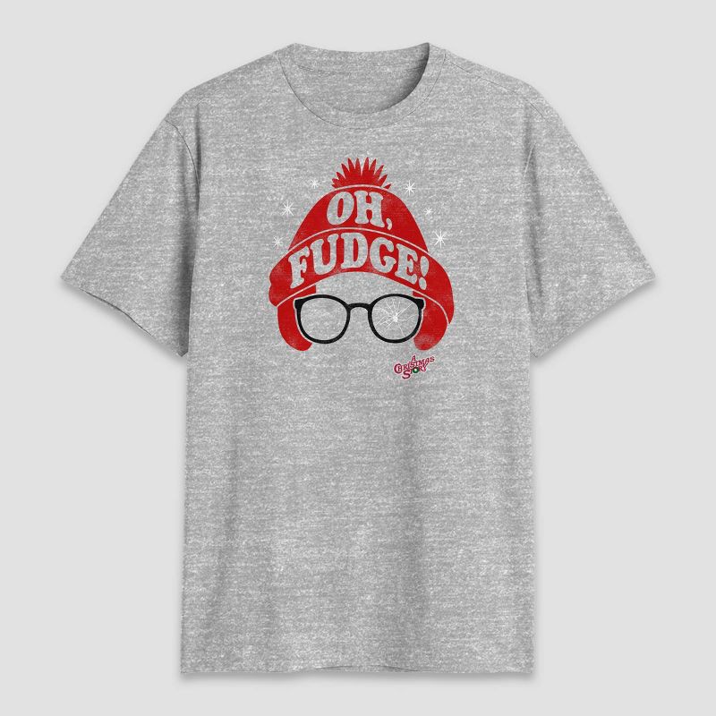slide 1 of 3, Warner Bros. Men's Christmas Story Oh Fudge Short Sleeve Crewneck Jersey - Heathered Gray L, 1 ct