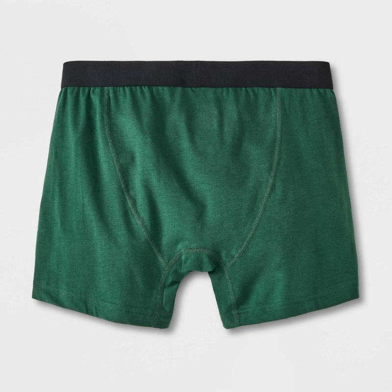 slide 3 of 4, Men's Boxer Briefs 2pk - Goodfellow & Co™ Green L: Cotton Spandex Knit, Mid Rise, Pull-On, 2 ct