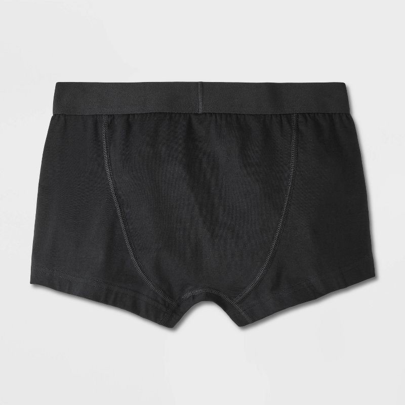 slide 3 of 4, Men's Trunks 5pk - Goodfellow & Co™ Black S: Cotton Elastane Blend, Mid Rise, Jersey Fabric, 5 ct