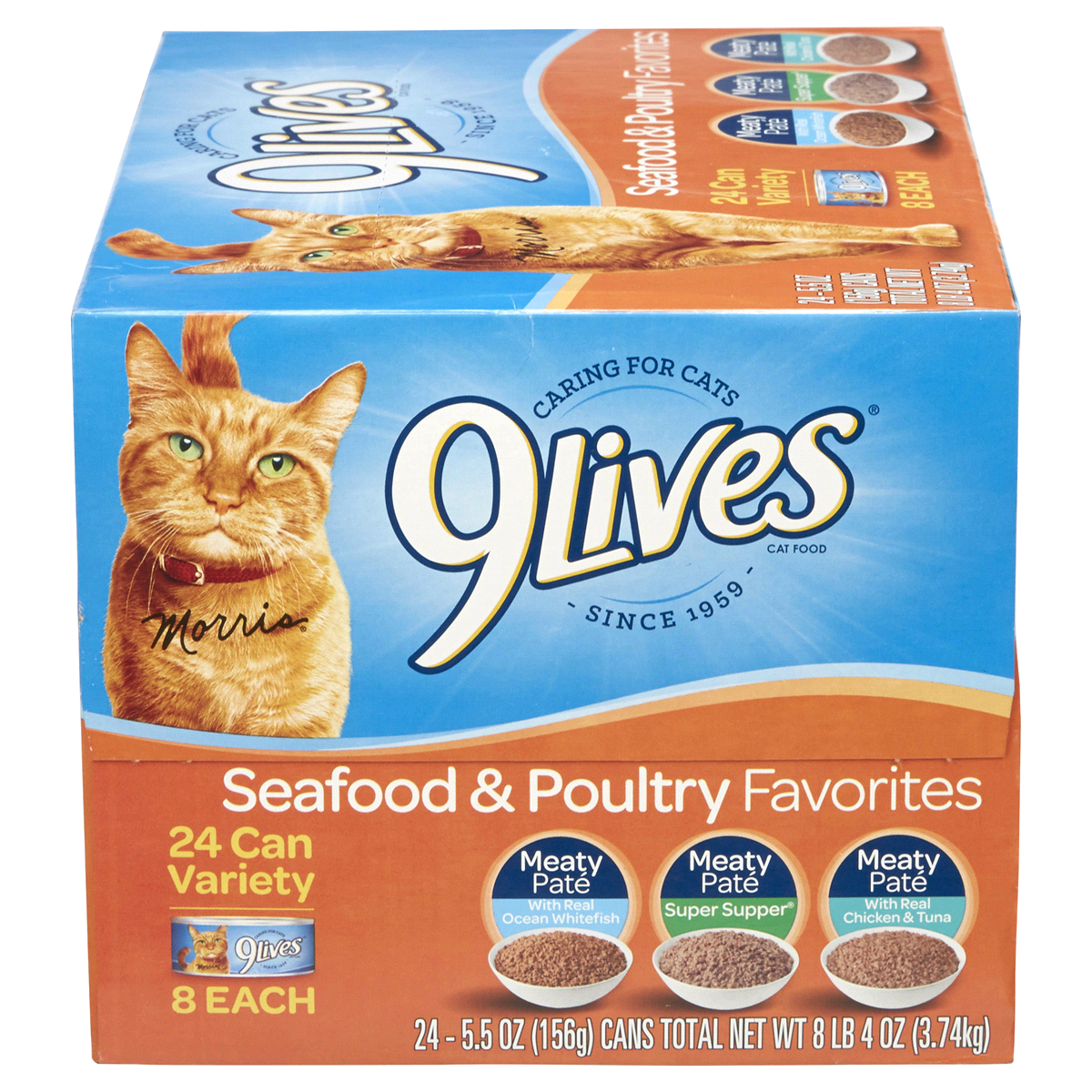 slide 3 of 6, 9Lives Seafood Poultry Variety Pack Cat Food, 24 ct; 5.5 oz
