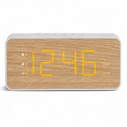Capello Extra Large Display Digital Alarm Clock with USB A/C White/Pine
