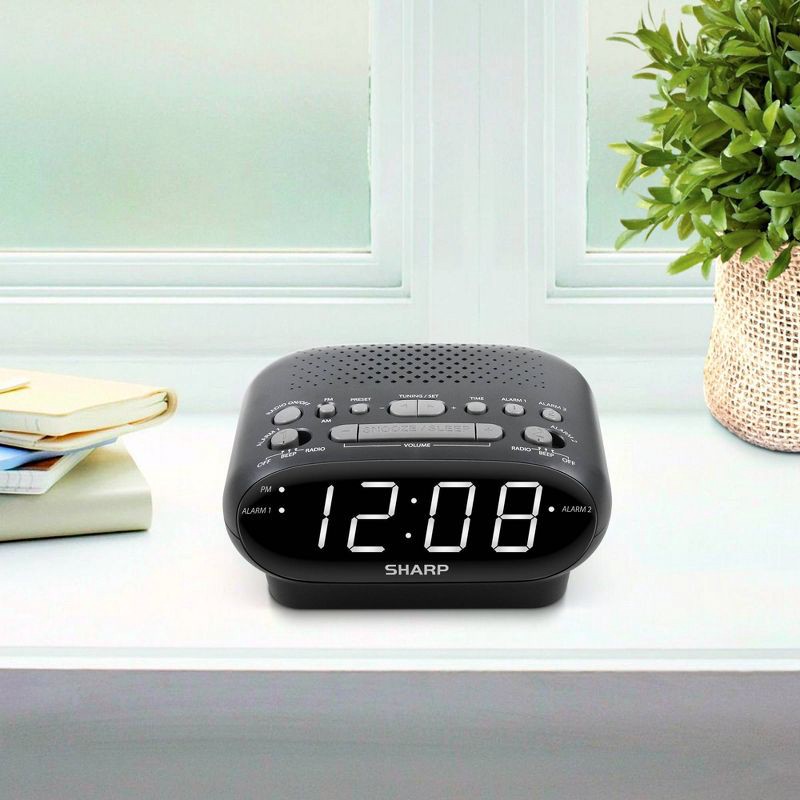 slide 4 of 4, Sharp Digital Dual Alarm Clock with AM/FM Radio, 1 ct
