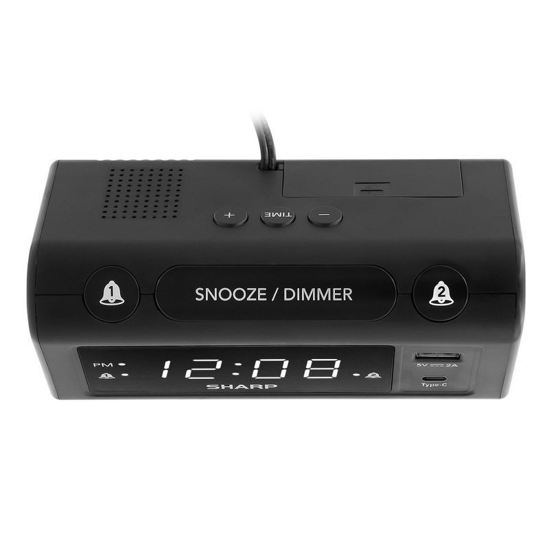 slide 3 of 4, Sharp Digital Dual Alarm Clock with A/C USB Charge Ports Black, 1 ct
