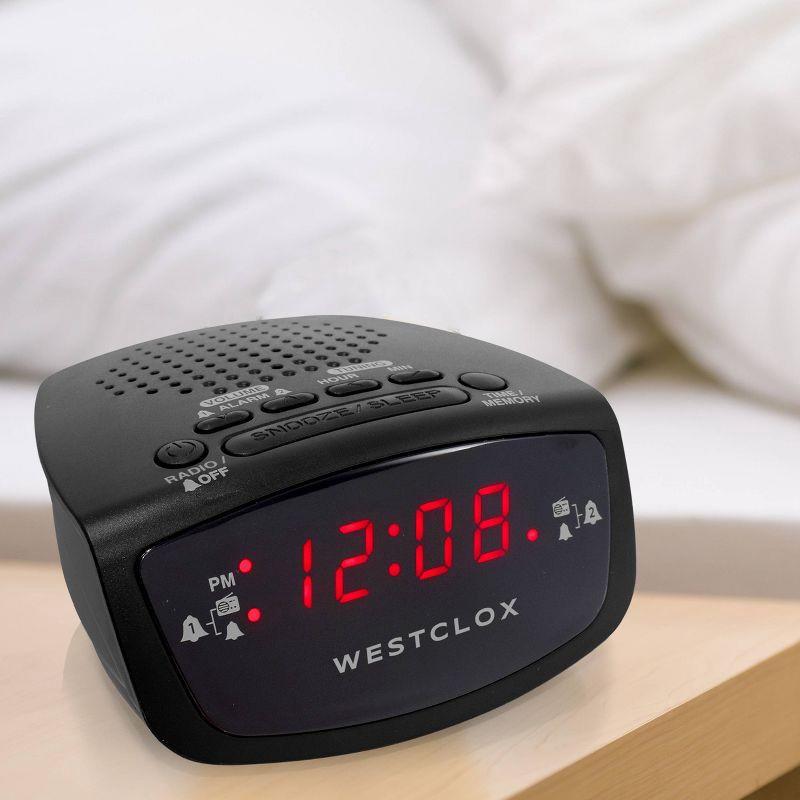 slide 3 of 3, Westclox Digital FM Radio Clock with Adapter Black, 1 ct