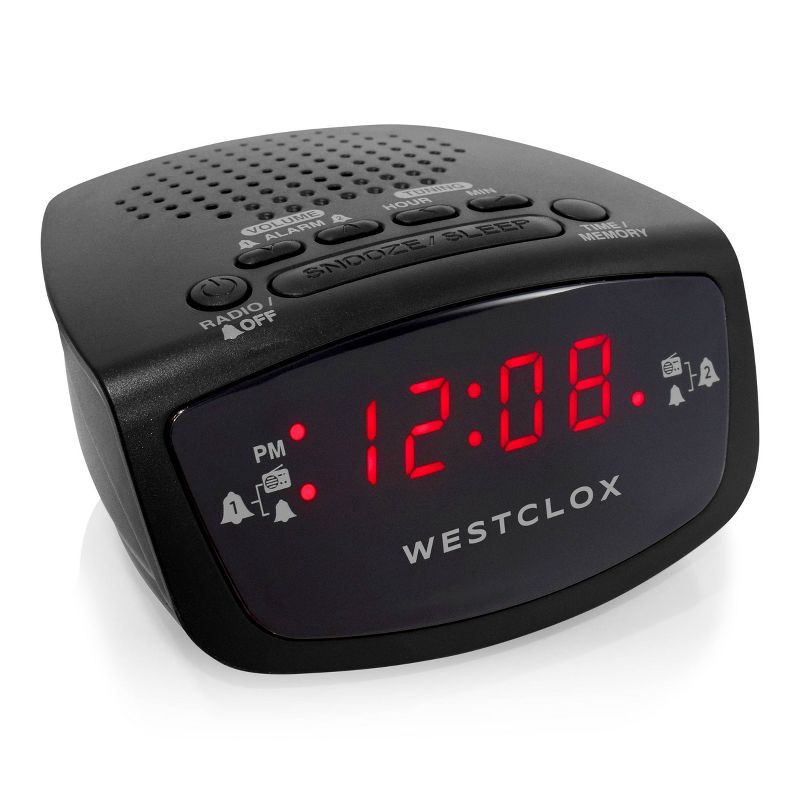 slide 2 of 3, Westclox Digital FM Radio Clock with Adapter Black, 1 ct
