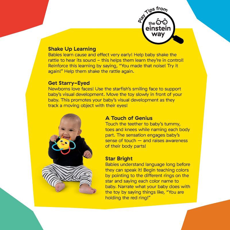 slide 8 of 8, Baby Einstein Ocean Explorers Soothing Star Teether & Rattle Toy - 0-36 Months, 1 ct