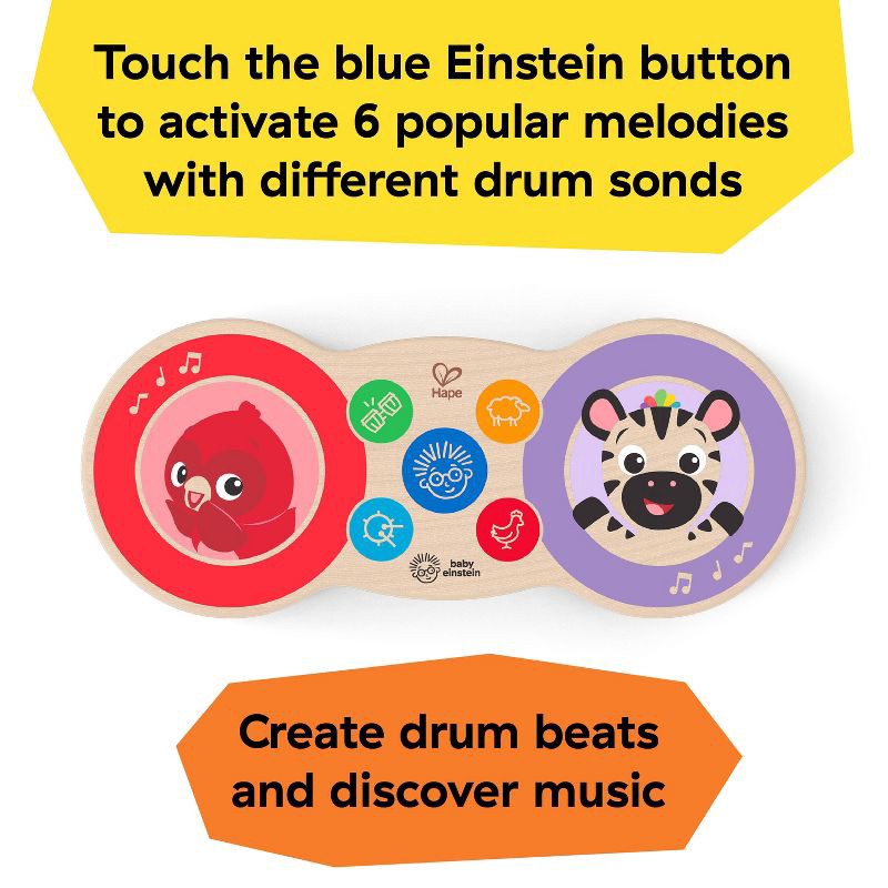 slide 6 of 8, Baby Einstein Upbeat Tunes Magic Touch Wooden Drum Musical Toy, 1 ct