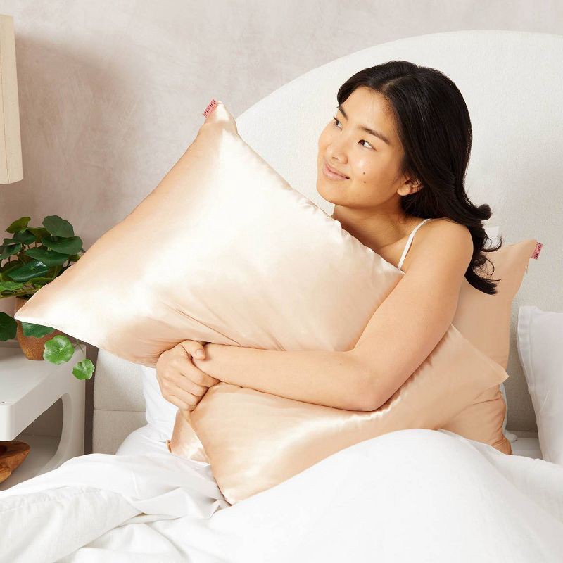 slide 2 of 4, Kitsch Queen Size Satin Standard Pillowcase Thread Count "600" - Champagne, 1 ct