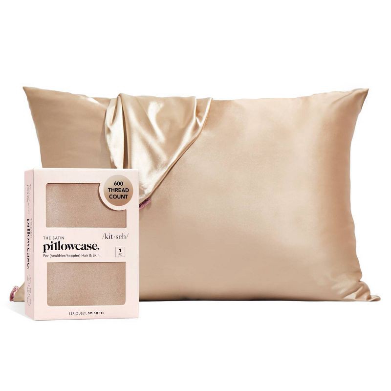 slide 1 of 4, Kitsch Queen Size Satin Standard Pillowcase Thread Count "600" - Champagne, 1 ct