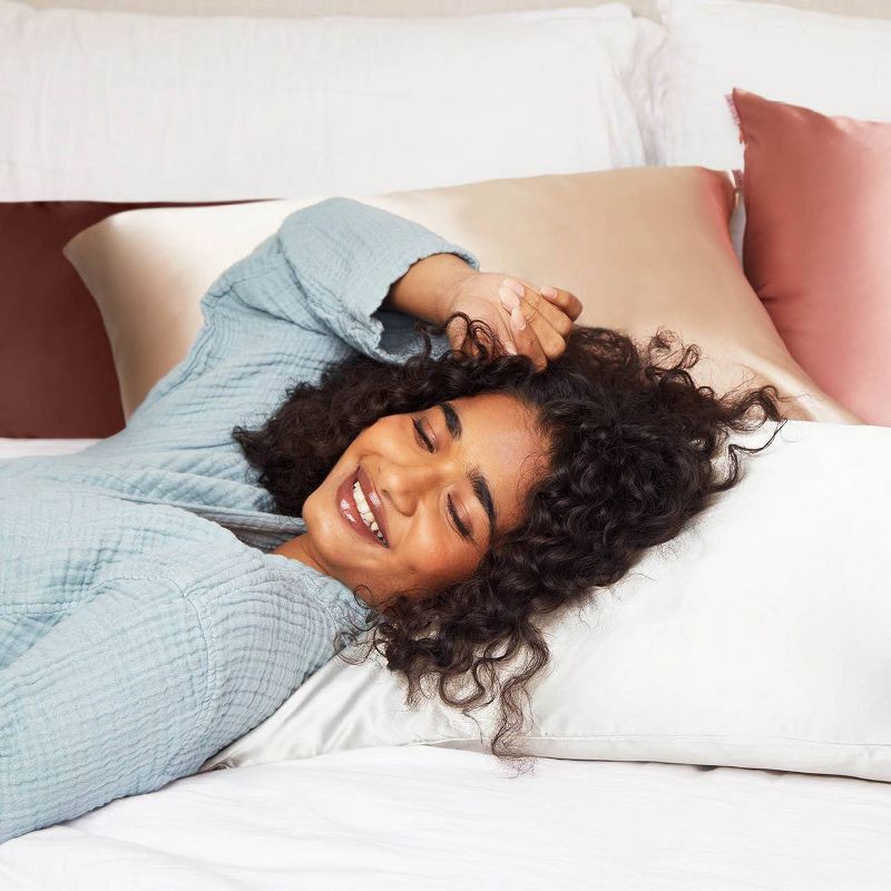 slide 4 of 4, Kitsch Queen Size Satin Standard Pillowcase Thread Count "600" - Champagne, 1 ct