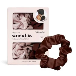 Kitsch Satin Scrunchies - 5pk: Hair Styling, Securing Hair, For All Hair Types, Includes Elastic
