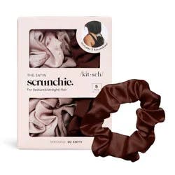 Kitsch Satin Scrunchies - 5pk: Hair Styling, Securing Hair, For All Hair Types, Includes Elastic